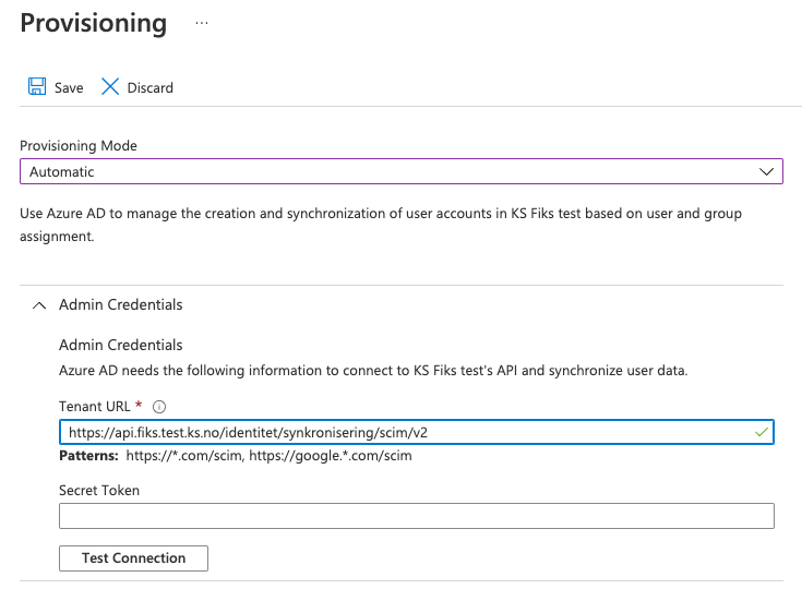 Azure AD provisjoneringsoppsett